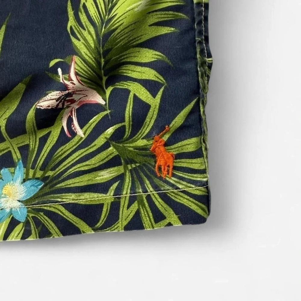 Polo Ralph Lauren navy‎ blue swim shorts with tropical print L 0036